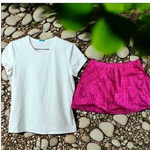 Tail Pink Mini Skirt With J. McLaughlin White Top